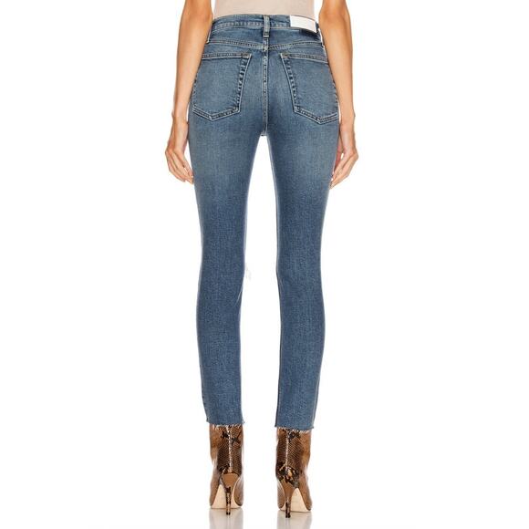 NWT RE/DONE ORIGINALS High Rise Ankle Crop Jean in Dusk Destroy Size 24 - Picture 3 of 16